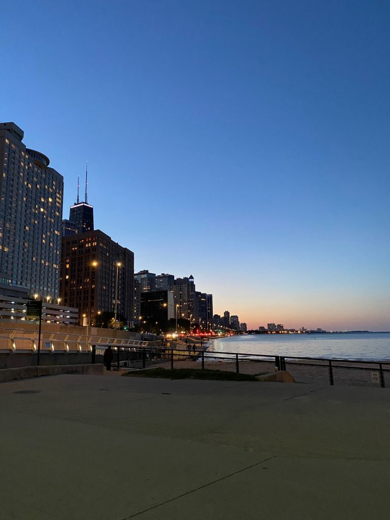 Chicago sunset at Ohio St beach
