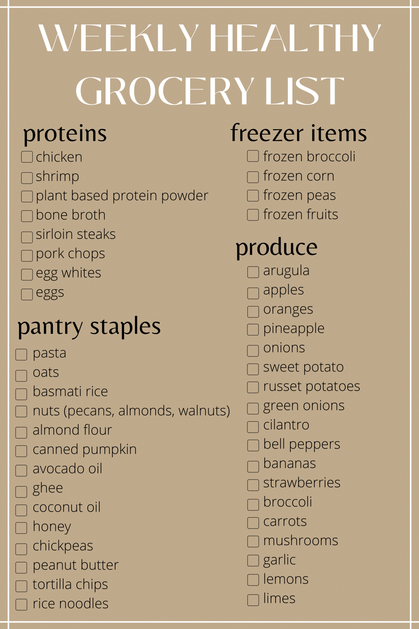 CLEAN EATING GROCERY LIST ON A BUDGET - brunettecollective.com